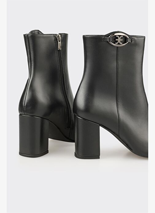 Siyah Deri Kadın Klasik Bot - Görsel 5
