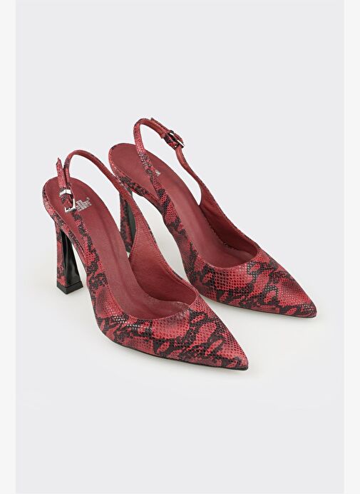 Bordo Deri Kadın Topuklu Ayakkabı - Görsel 3