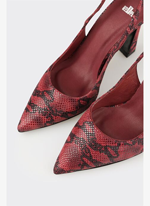 Bordo Deri Kadın Topuklu Ayakkabı - Görsel 5