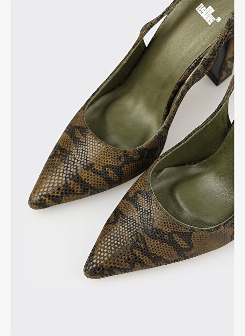 Yeşil Deri Kadın Topuklu Ayakkabı - Görsel 5