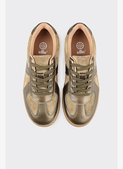 Haki Deri Kadın Spor Ayakkabı - Görsel 5