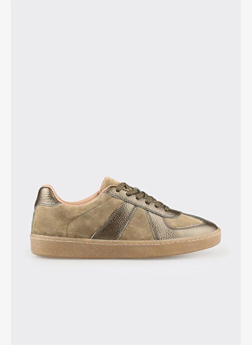 Haki Deri Kadın Spor Ayakkabı - Görsel 2