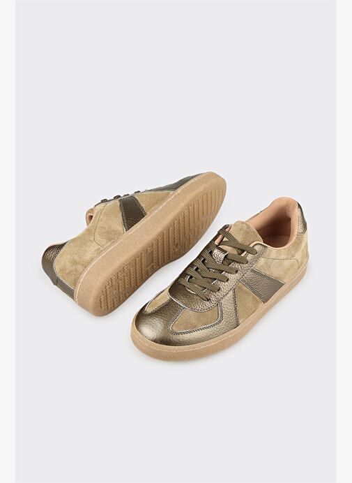 Haki Deri Kadın Spor Ayakkabı - Görsel 4