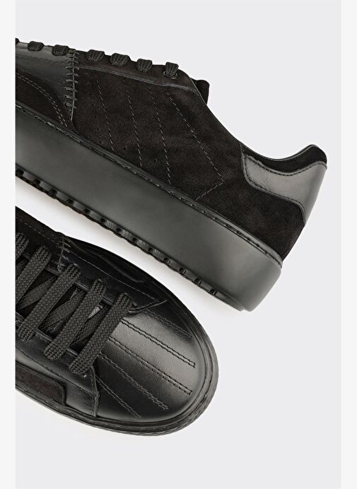 Siyah Deri Erkek Spor Ayakkabı - Görsel 6