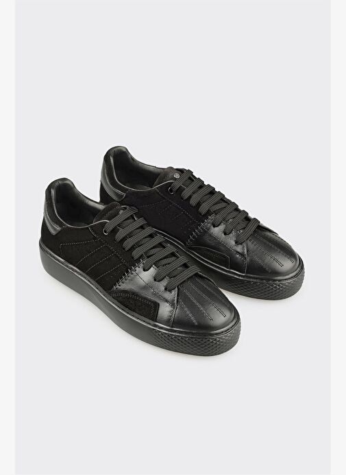 Siyah Deri Erkek Spor Ayakkabı - Görsel 3