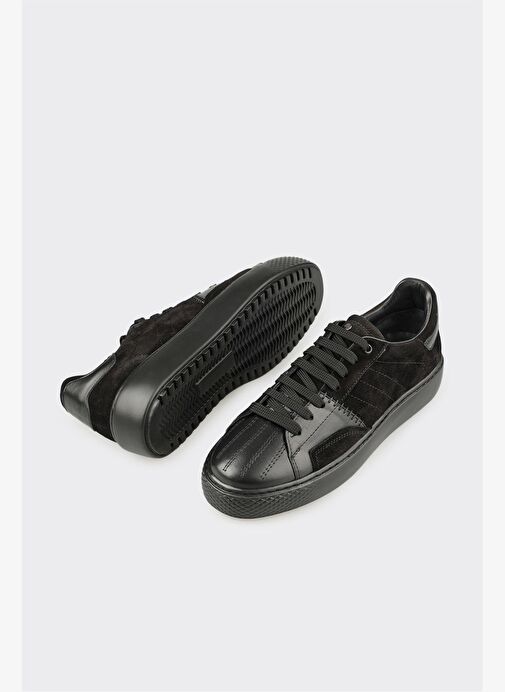 Siyah Deri Erkek Spor Ayakkabı - Görsel 4