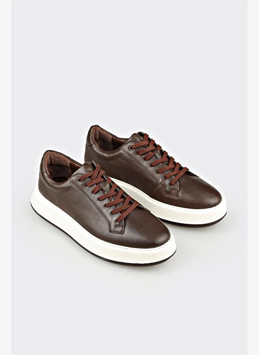 Kahve Deri Erkek Günlük Ayakkabı - Görsel 3