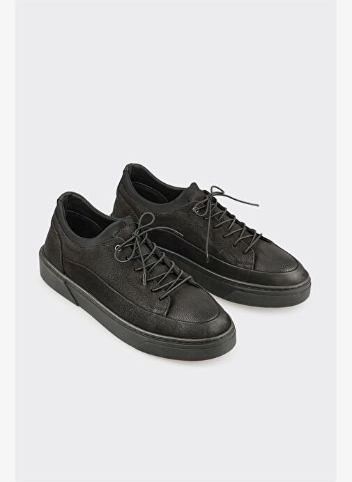 Siyah Deri Erkek Günlük Ayakkabı - Görsel 3