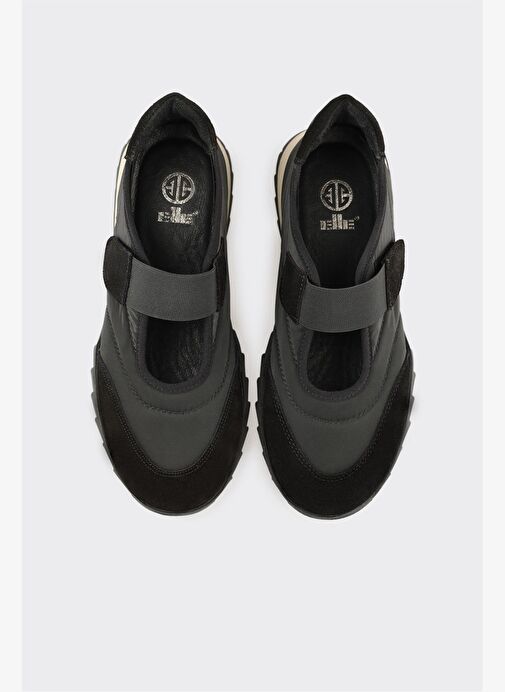 Siyah Deri Kadın Spor Ayakkabı - Görsel 5