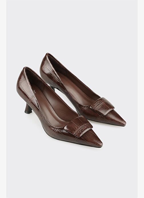 Kahve Kadın Orta Topuk Ayakkabı - Görsel 3