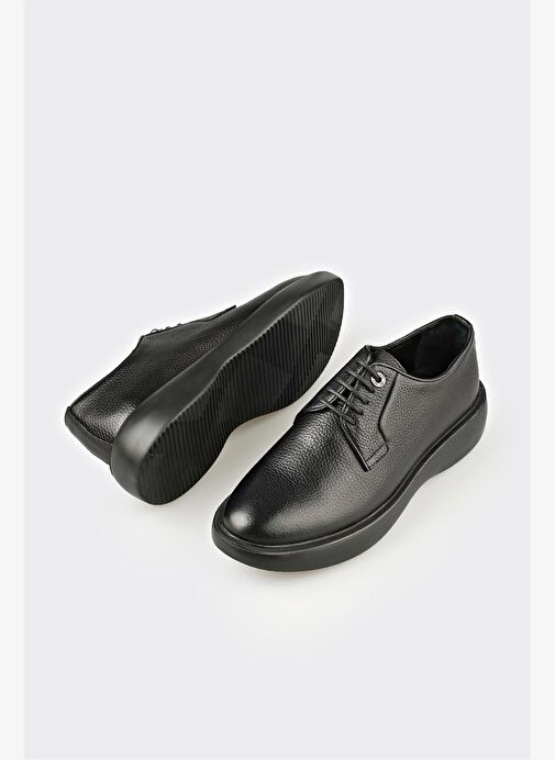 Siyah Deri Erkek Günlük Ayakkabı - Görsel 4