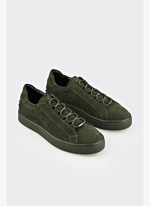 Haki Deri Erkek Günlük Ayakkabı - Görsel 3