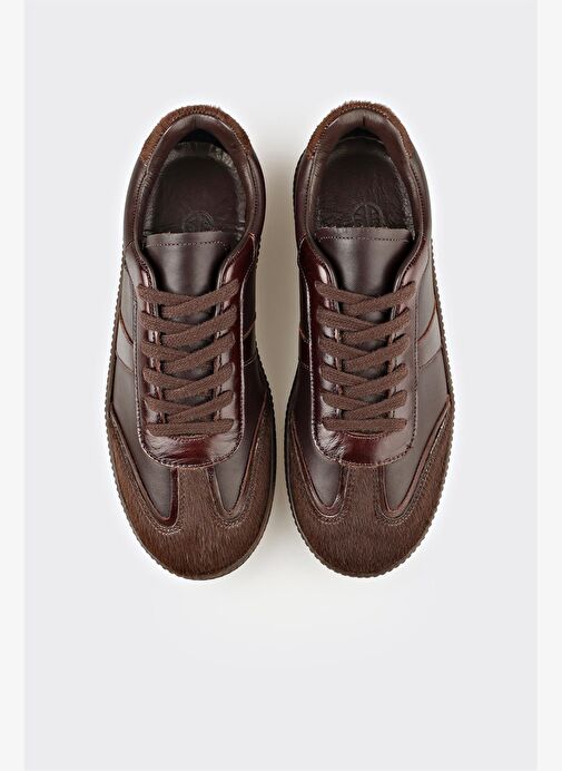 Kahve Deri Kadın Spor Ayakkabı - Görsel 5