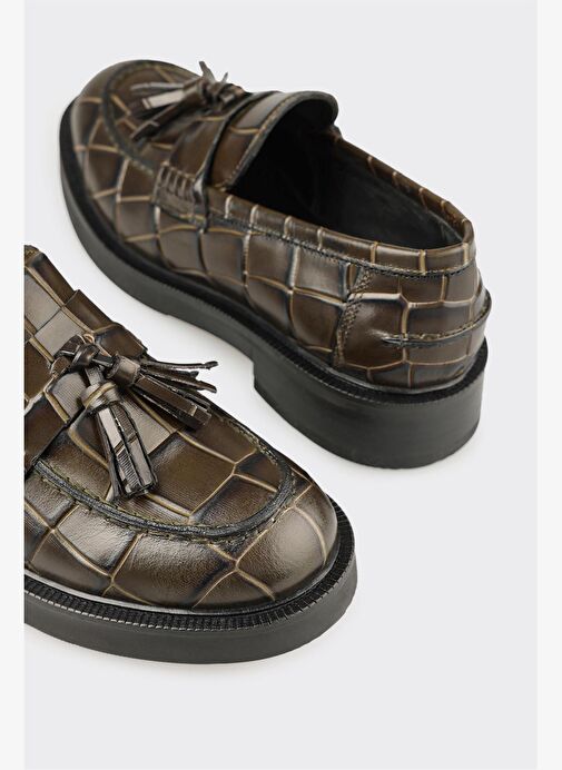 Yeşil Deri Kadın Günlük Ayakkabı - Görsel 6