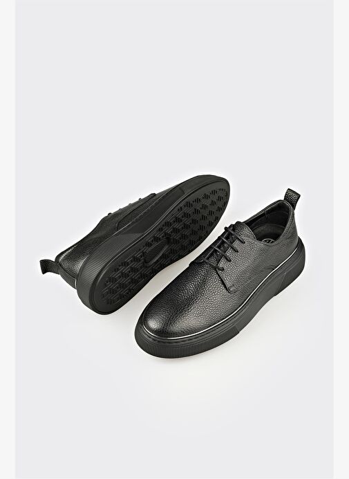 Siyah Deri Erkek Günlük Ayakkabı - Görsel 4