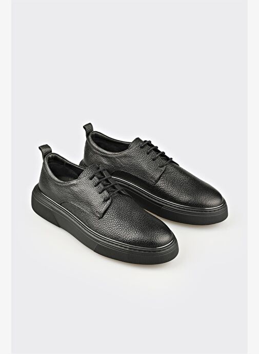 Siyah Deri Erkek Günlük Ayakkabı - Görsel 3