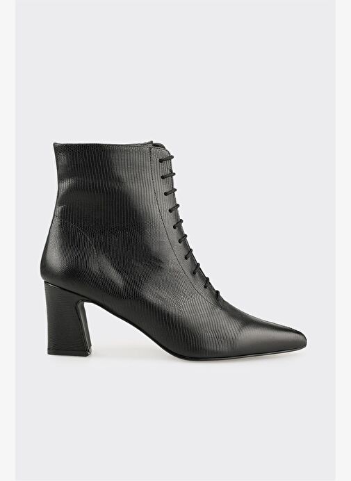 Siyah Deri Kadın Klasik Bot - Görsel 2