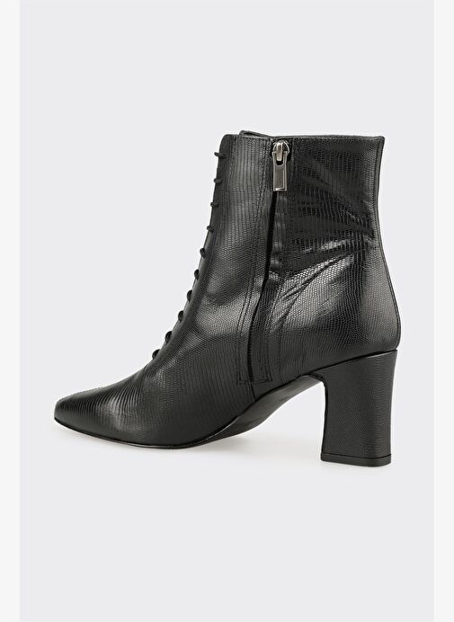Siyah Deri Kadın Klasik Bot - Görsel 4
