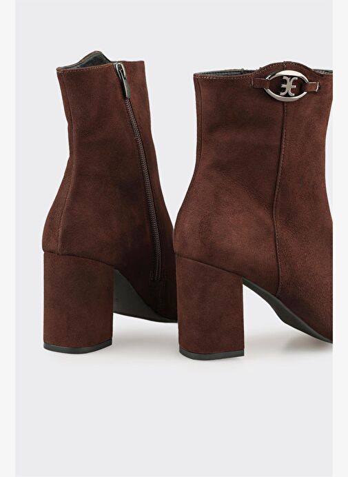 Kahve Deri Kadın Klasik Bot - Görsel 5