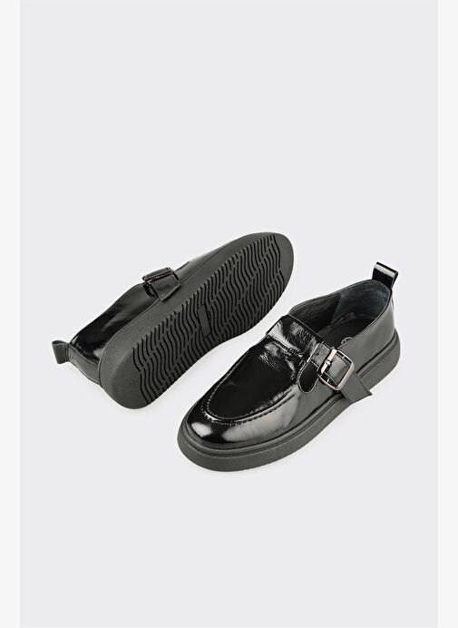 Siyah Deri Kadın Günlük Ayakkabı - Görsel 4