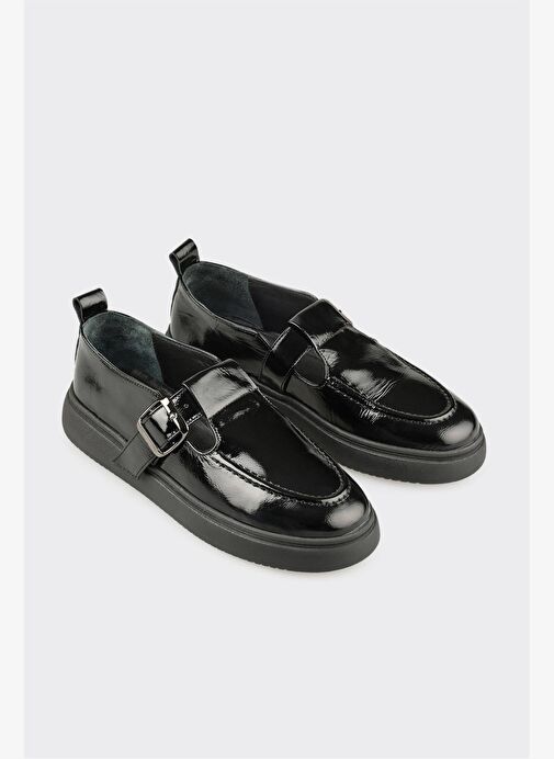 Siyah Deri Kadın Günlük Ayakkabı - Görsel 3