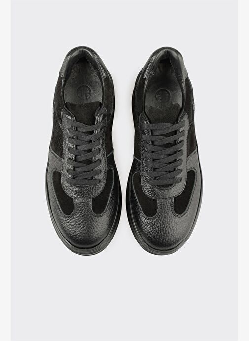 Siyah Deri Kadın Spor Ayakkabı - Görsel 5