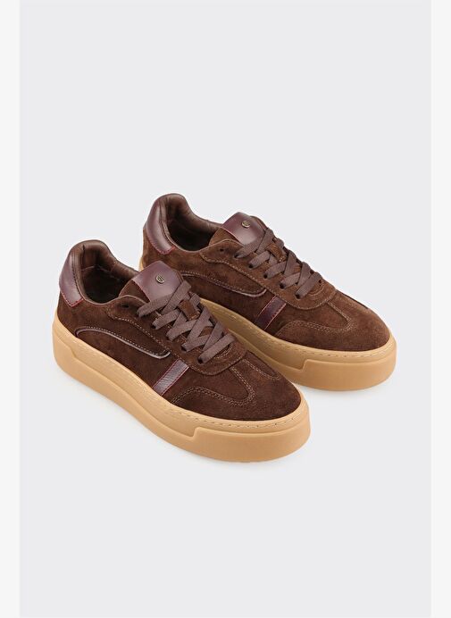 Kahve Deri Kadın Spor Ayakkabı - Görsel 3