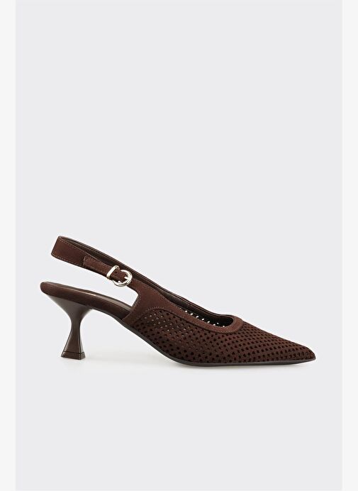 Kahve Deri Kadın Topuklu Ayakkabı - Görsel 2