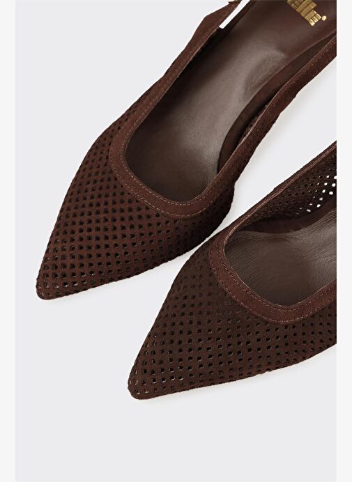 Kahve Deri Kadın Topuklu Ayakkabı - Görsel 5