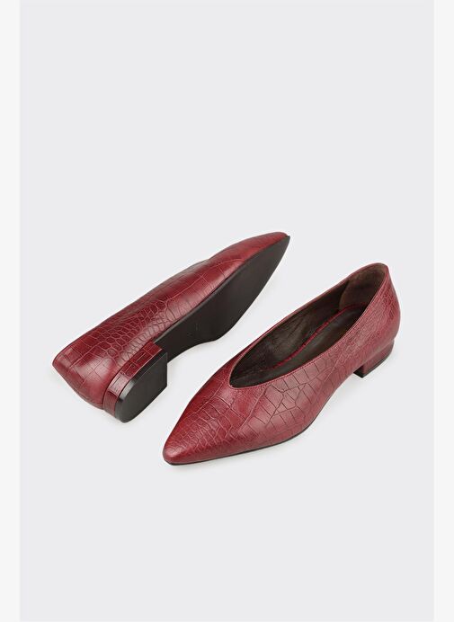 Bordo Deri Kadın Günlük Ayakkabı - Görsel 4