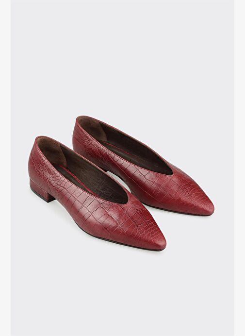 Bordo Deri Kadın Günlük Ayakkabı - Görsel 3