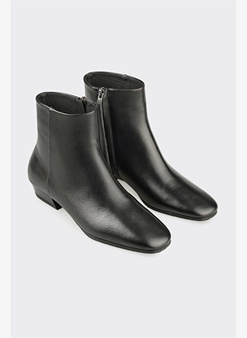 Siyah Deri Kadın Klasik Bot - Görsel 3