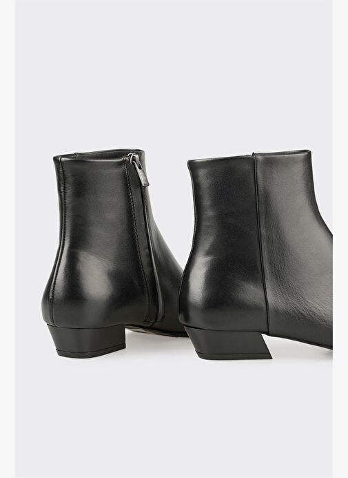 Siyah Deri Kadın Klasik Bot - Görsel 5