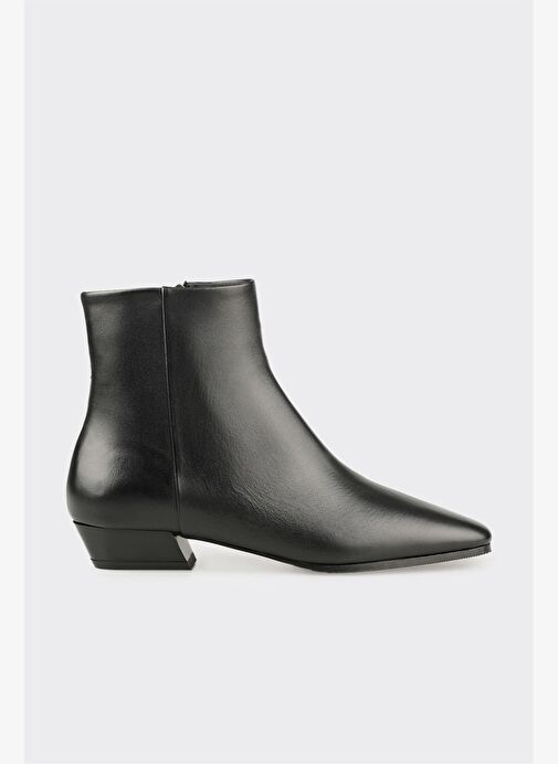 Siyah Deri Kadın Klasik Bot - Görsel 2