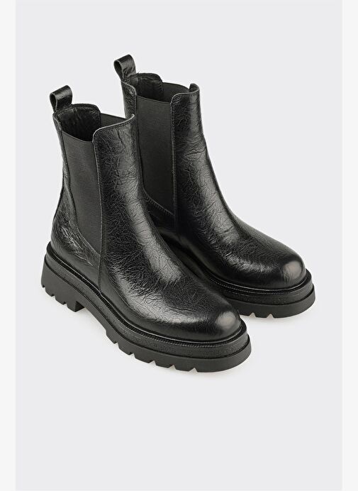 Siyah Deri Kadın Günlük Bot - Görsel 3