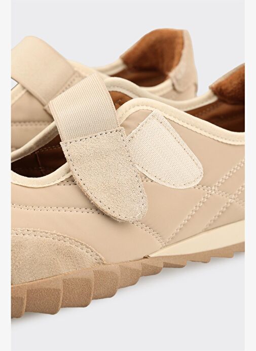 Bej Deri Kadın Spor Ayakkabı - Görsel 6