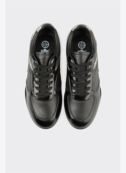 Siyah Deri Kadın Spor Ayakkabı - Görsel 5