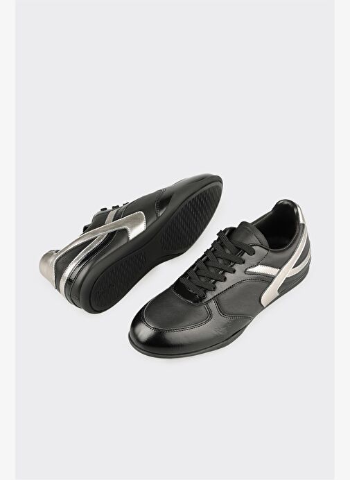 Siyah Deri Kadın Spor Ayakkabı - Görsel 4
