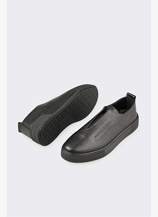 Siyah Deri Erkek Günlük Ayakkabı - Görsel 4