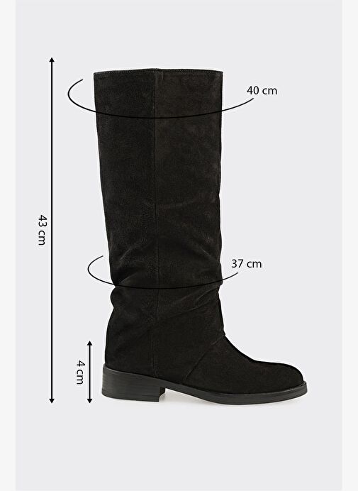 Siyah Deri Kadın Çizme - Görsel 6