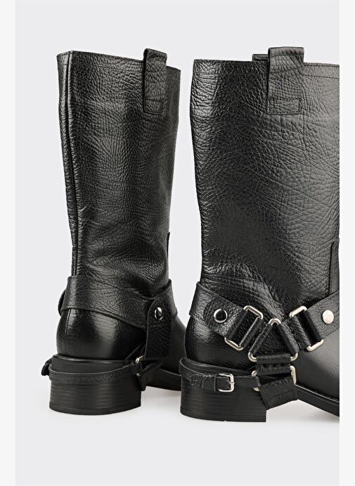 Siyah Deri Kadın Günlük Bot - Görsel 5