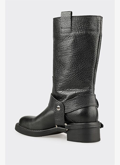 Siyah Deri Kadın Günlük Bot - Görsel 4
