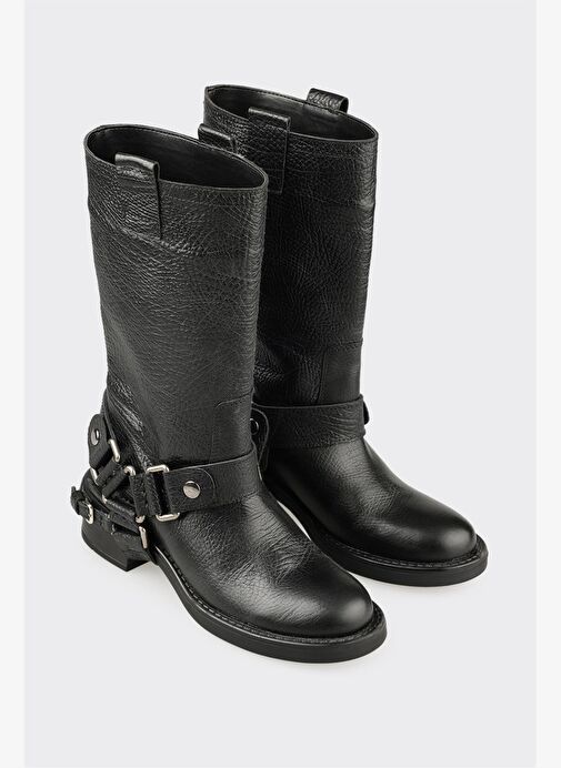 Siyah Deri Kadın Günlük Bot - Görsel 3