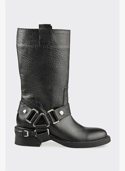 Siyah Deri Kadın Günlük Bot - Görsel 2