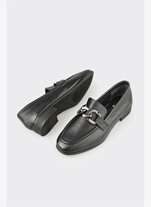 Siyah Deri Kadın Günlük Ayakkabı - Görsel 4