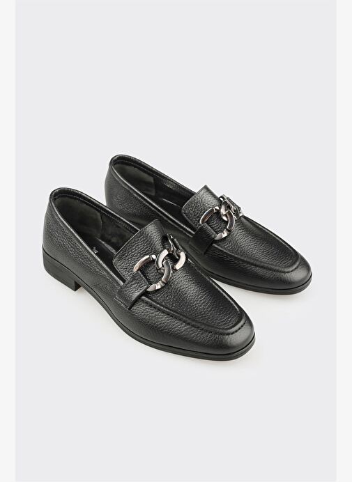 Siyah Deri Kadın Günlük Ayakkabı - Görsel 3