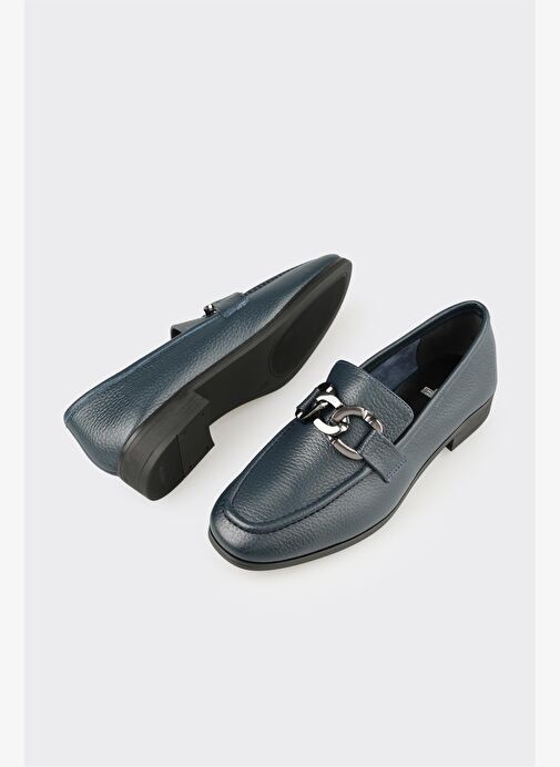 Lacivert Deri Kadın Günlük Ayakkabı - Görsel 4