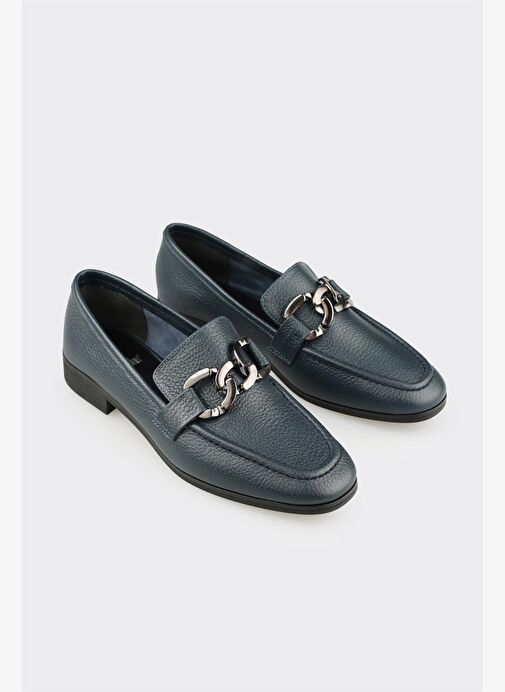 Lacivert Deri Kadın Günlük Ayakkabı - Görsel 3