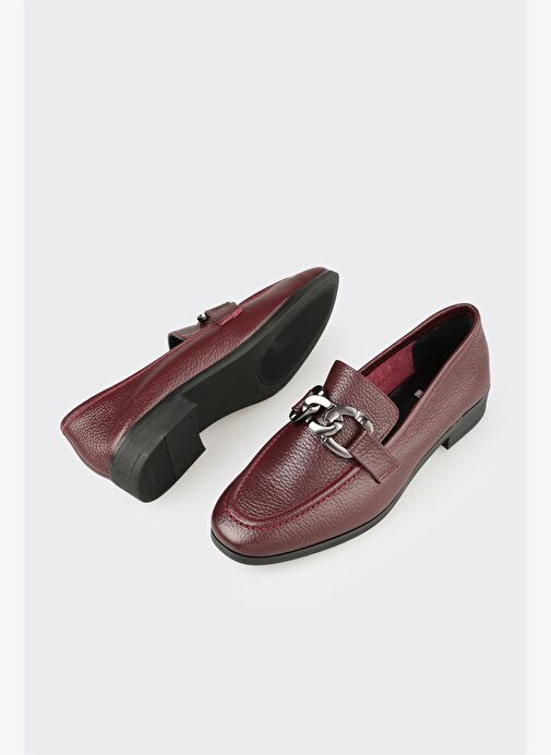 Bordo Deri Kadın Günlük Ayakkabı - Görsel 4