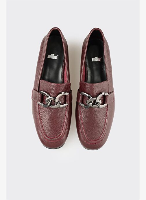 Bordo Deri Kadın Günlük Ayakkabı - Görsel 5